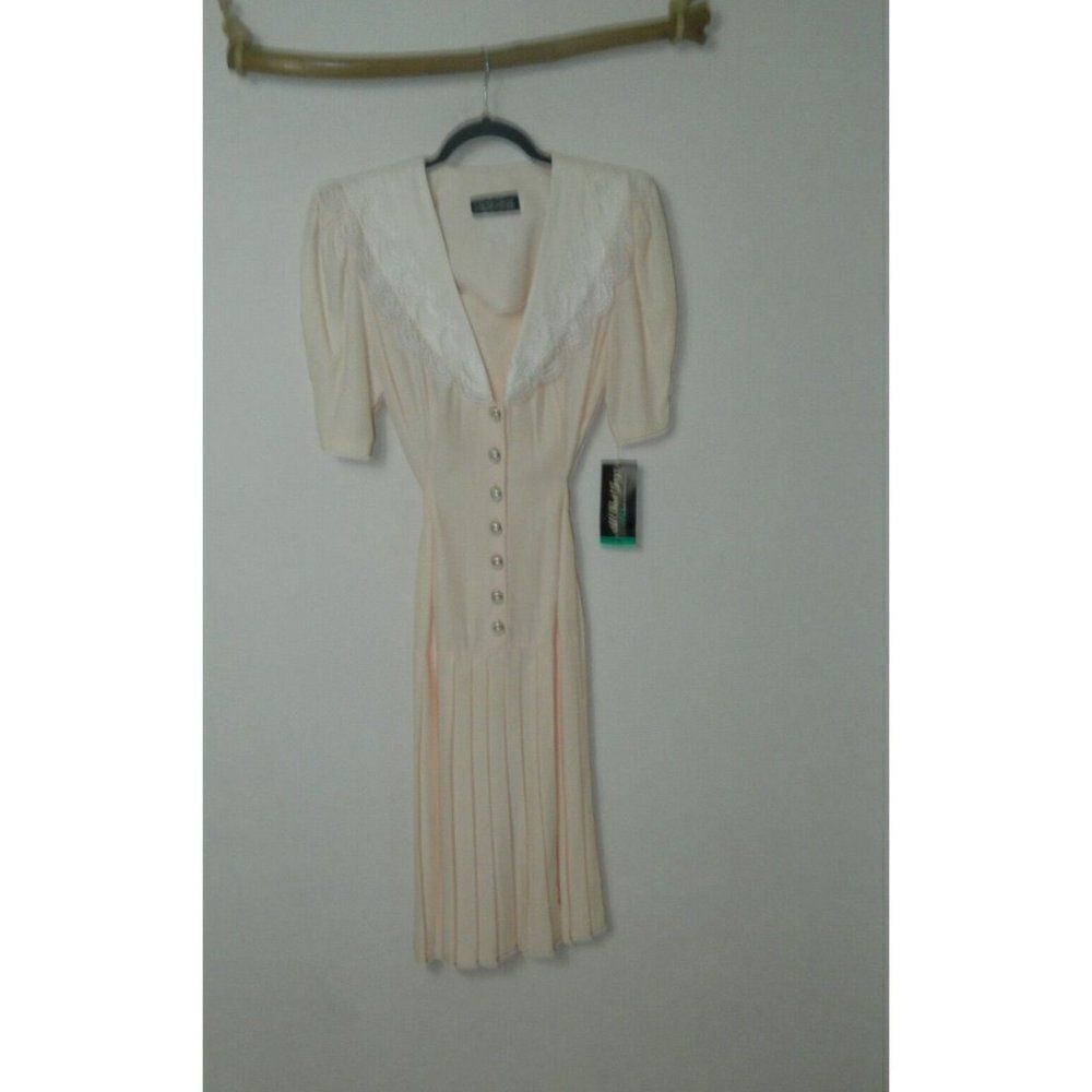 All That Jazz Dress Vintage 80's CottageCore Removable Dickie Junior Size 9/10 - Picture 9 of 15